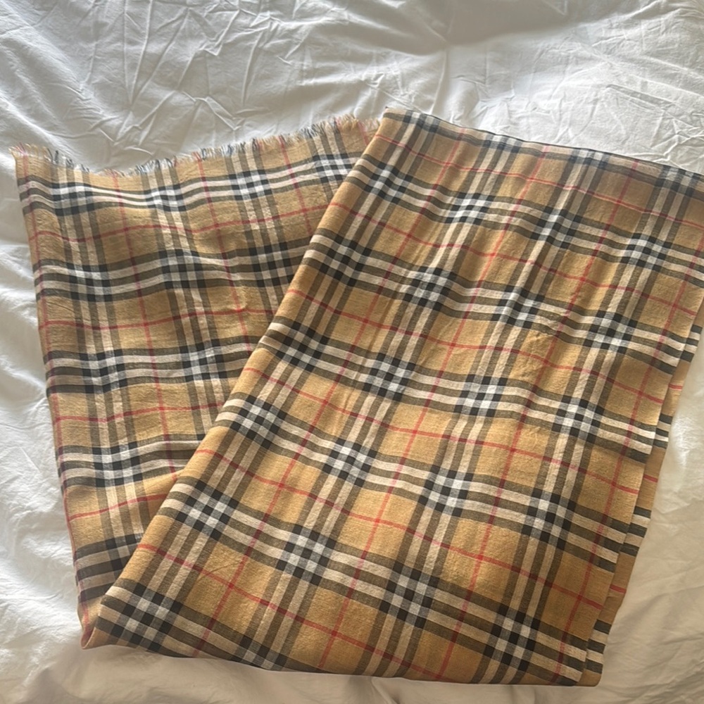 Burberry Beige and Black Plaid scarf